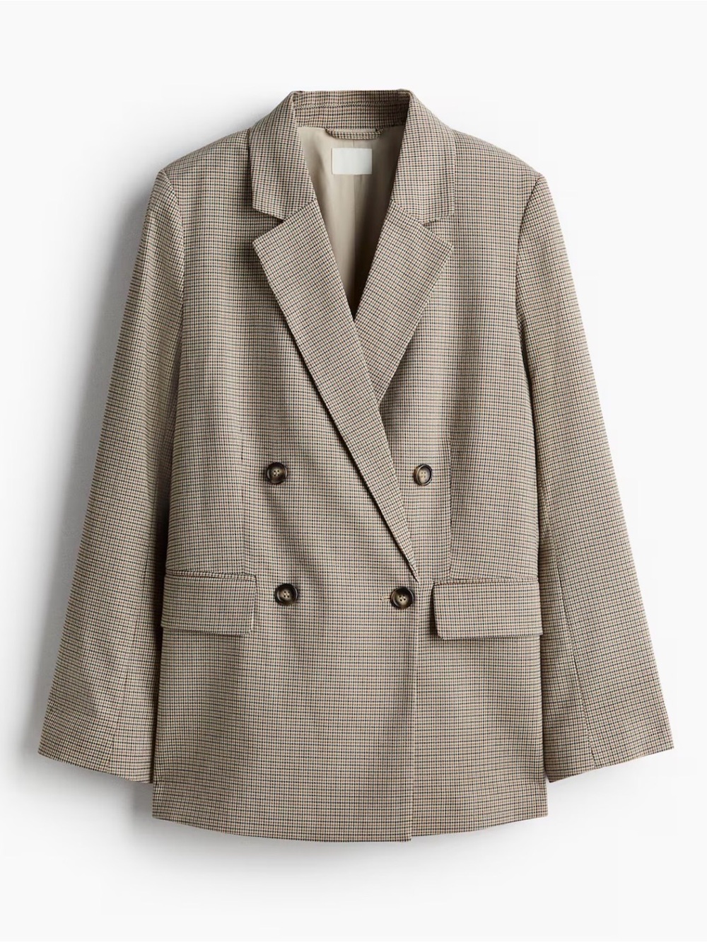 Oversized H&M Womens Plaid Double-Breasted Blazer